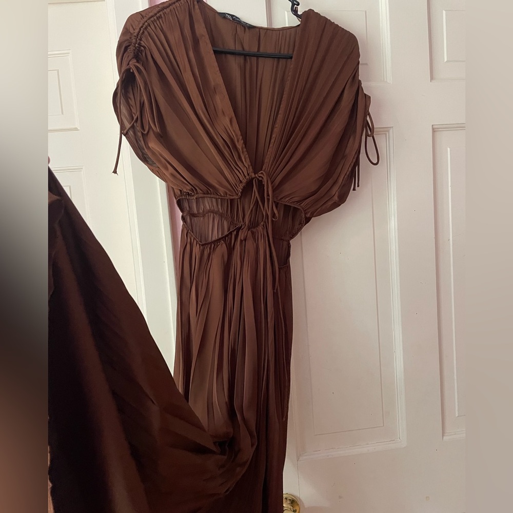 NWT Zara Cut out Brown Maxi Dress